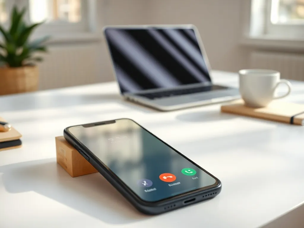 Smartfon z ekranem połączenia obok pudełka paczki na biurku, symbolizujący kontakt telefoniczny z infolinią DPD