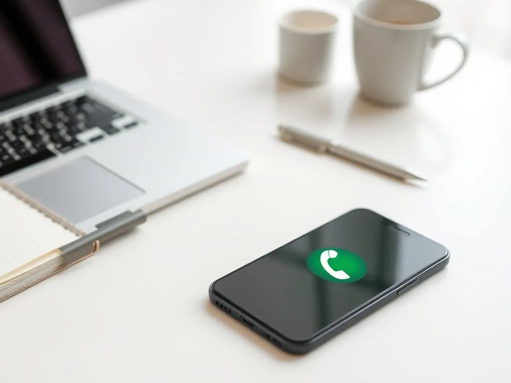 Smartfon z ikoną połączenia na biurku w domowym biurze, symbolizujący kontakt telefoniczny z infolinią Alior Banku