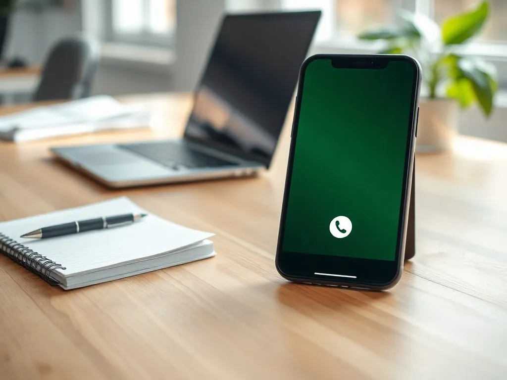 Smartfon na biurku z ekranem połączenia telefonicznego, w tle jasne domowe biuro – symbol kontaktu z BNP Paribas.