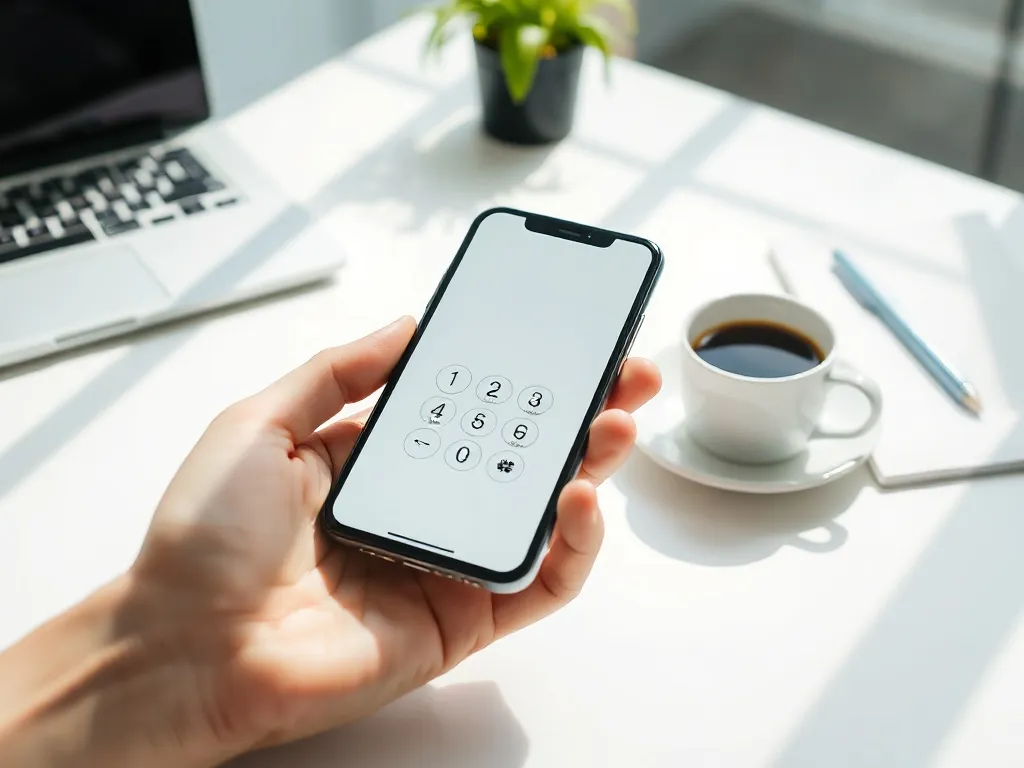 Smartfon z otwartym dialerem na biurku, gotowy do wpisania numeru infolinii w nowoczesnym miejscu pracy.