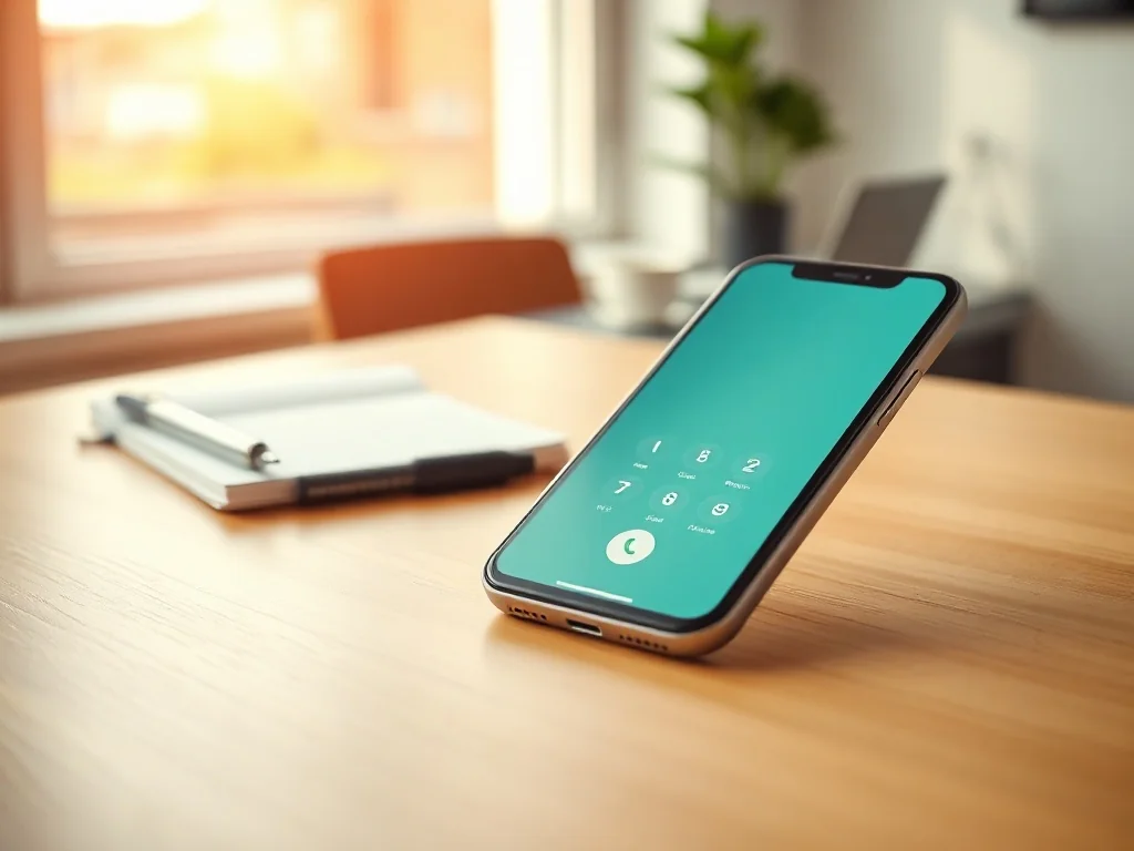 Smartfon z ekranem połączenia na biurku z notatnikiem i słuchawkami, symbolizujący kontakt telefoniczny z infolinią Empiku.